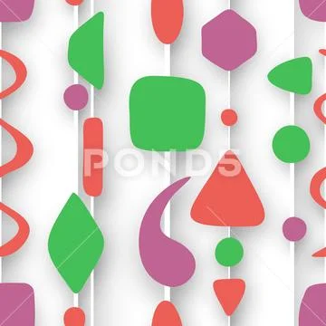 Abstract Seamless Pattern with Simple Geometrical Forms Illustration