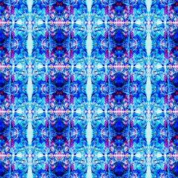 Abstract Seamless Pattern with Snowflake in White, Black, Red and Blue Colors. Stock Illustration