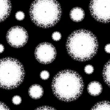 Abstract Seamless Pattern with Snowflake in White, Black and Blue Colors. Stock Illustration