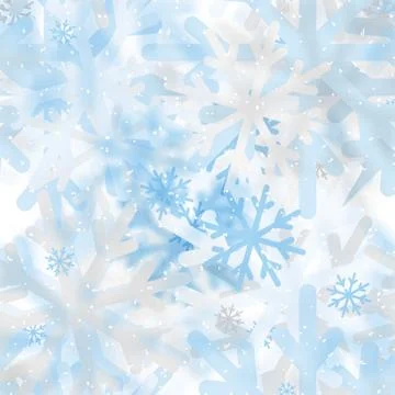 Abstract seamless pattern of snowflakes blurry Stock Illustration