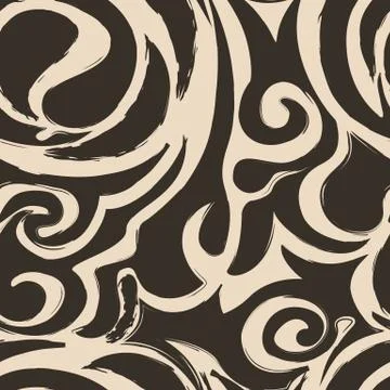 Abstract Seamless pattern of spirals and curls brown Illustrazione stock