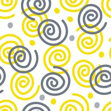 Abstract seamless pattern with spirals In trend colors yellow and gray. Abstract Illustrazione stock