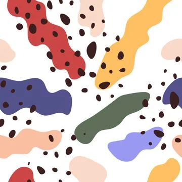 Abstract seamless pattern with spots and blotches on white background. Stock Illustration