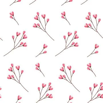 Abstract seamless pattern with spring flowering twigs in trendy seasonal shades Stock Illustration