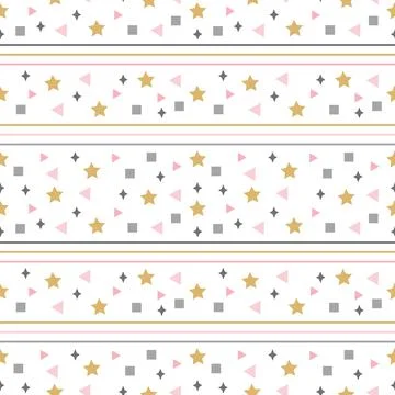 Abstract seamless pattern with squares, stars, lines and other elements Stockillustratie