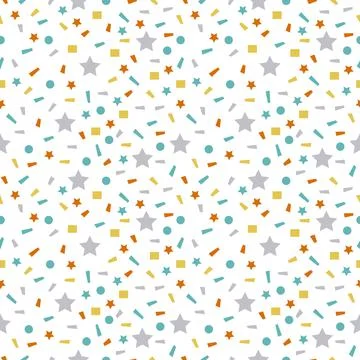 Abstract seamless pattern with squares, stars, lines and other elements Stock Illustration