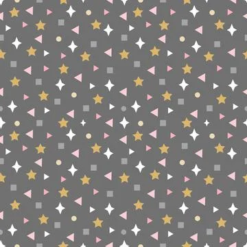 Abstract seamless pattern with squares, stars and other elements. Cute print Stock Illustration
