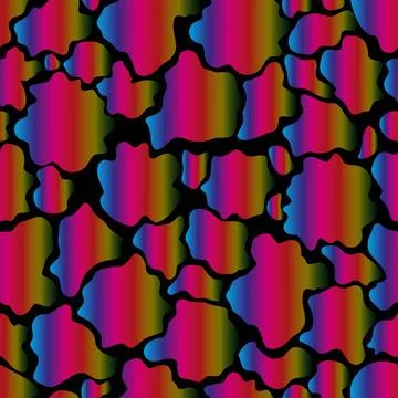 Abstract seamless pattern of stains of different shapes. Vector rainbow gradient Stockillustratie