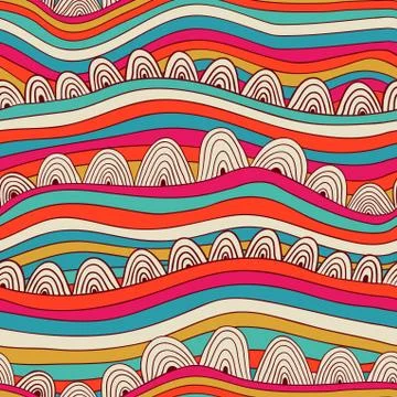 Abstract seamless pattern with stripes and circles, colorful seamless abstrac イラスト素材
