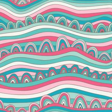 Abstract seamless pattern with stripes and circles, colorful seamless abstrac Stock Illustration