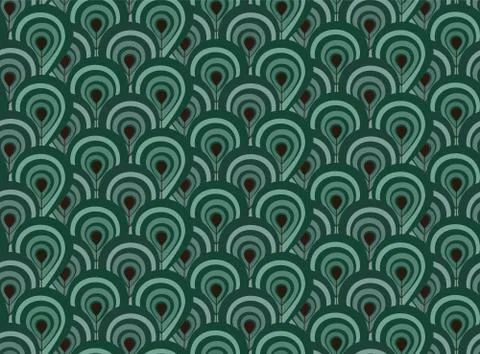 Abstract seamless pattern with surreal forest Stock Illustration