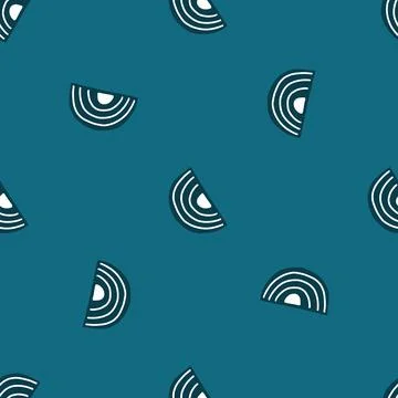 Abstract seamless pattern on teal background. Geometrical shapes for textile  Stock Illustration
