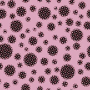 Abstract seamless pattern with textural brown different balls on pink. Stock Illustration