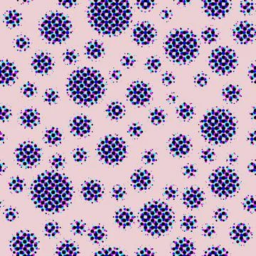 Abstract seamless pattern with textural multicoloured different balls on pink Illustrazione stock