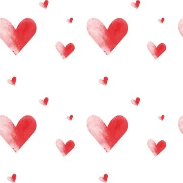 Abstract seamless pattern of textural volumetric hearts in a watercolor manner Stock Illustration