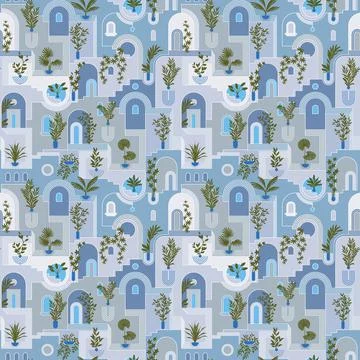 Abstract seamless pattern with the town Stock Illustration