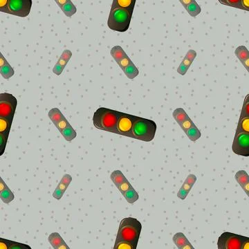 Abstract seamless pattern with traffic light. Vector illustration Stock Illustration