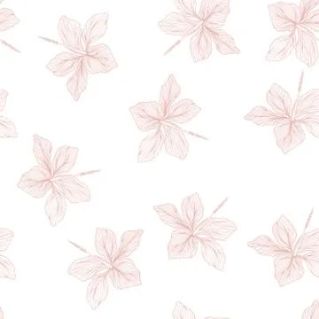 Abstract seamless pattern with tropical flowers. Vector template. Stock Illustration