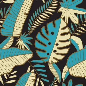 Abstract seamless pattern with tropical leaves 스톡 일러스트