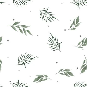 Abstract seamless pattern with tropical leaves. Vector template. Stock Illustration