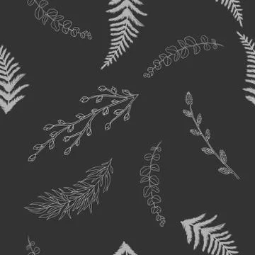 Abstract seamless pattern with tropical leaves. Vector template. Stock Illustration