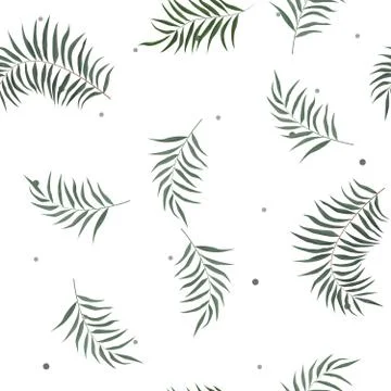 Abstract seamless pattern with tropical leaves. Vector template. Stock Illustration