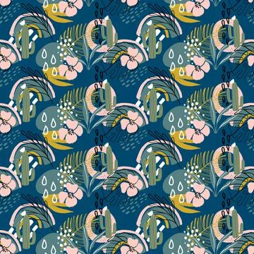 Abstract seamless pattern with tropical ornament Stock Illustration