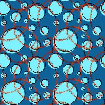 Abstract seamless pattern with turquoise different balls on azure background Stock Illustration