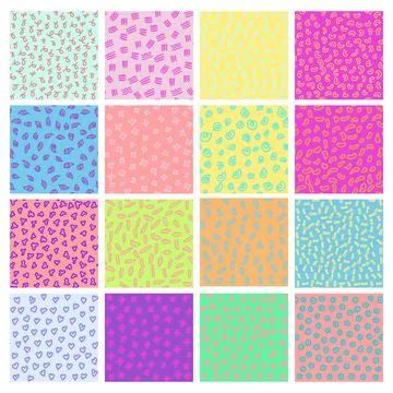Abstract seamless pattern vector set with different hand painted elements 스톡 일러스트