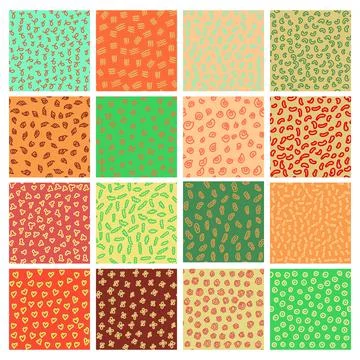 Abstract seamless pattern vector set with different hand painted elements Stock Illustration