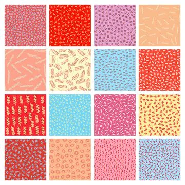 Abstract seamless pattern vector set with different hand painted elements Stock Illustration