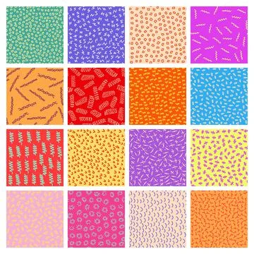 Abstract seamless pattern vector set with different hand painted elements Stock Illustration