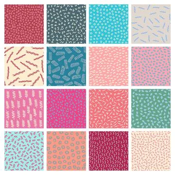 Abstract seamless pattern vector set with different hand painted elements Stock Illustration