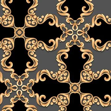 Abstract seamless pattern, vintage gold background, swirl pattern Stock-Illustration