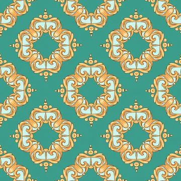 Abstract seamless pattern, vintage gold background, swirl pattern Stock Illustration