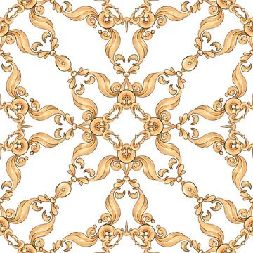 Abstract seamless pattern, vintage gold background, swirl pattern Stock Illustration