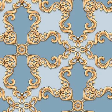Abstract seamless pattern, vintage gold background, swirl pattern Stock Illustration