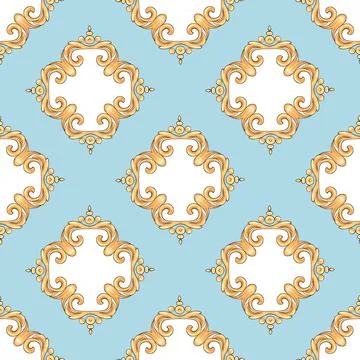 Abstract seamless pattern, vintage gold background, swirl pattern Stockillustratie