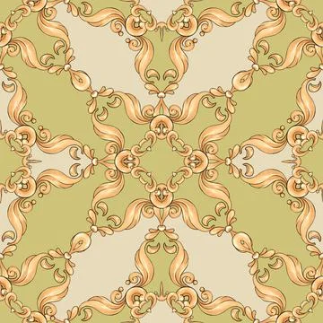 Abstract seamless pattern, vintage gold background, swirl pattern Stock Illustration