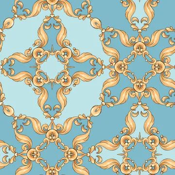 Abstract seamless pattern, vintage gold background, swirl pattern Stock Illustration