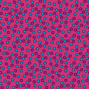 Abstract seamless pattern with voluminous colorful balls on purple background Illustrazione stock