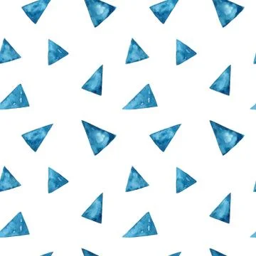 Abstract seamless pattern with watercolor triangles in blue colors イラスト素材