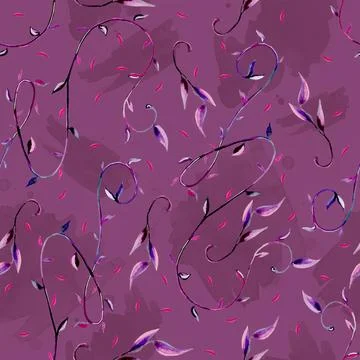 Abstract seamless pattern with watercolor twigs in splash background Stock Illustration