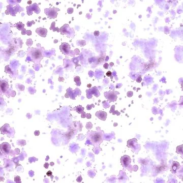 Abstract seamless pattern of watercolor violet ink splashes, drops. Hand drawn イラスト素材