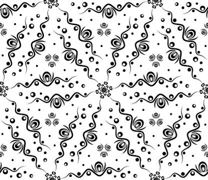 Abstract seamless pattern with waves and circles. Stock Illustration