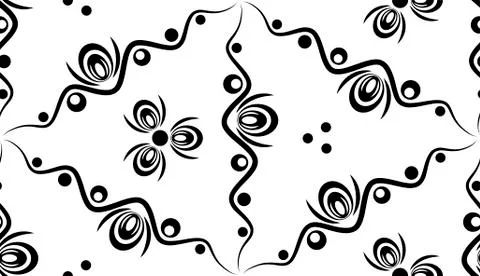 Abstract seamless pattern with waves and circles. Stock Illustration