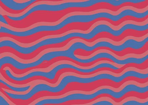 Abstract seamless pattern with wavy lines in red, blue and pink colors Illustrazione stock