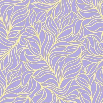 Abstract Seamless Pattern with Wavy Lines and Organic Shapes on a Light Pur.. Stock Illustration
