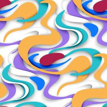 Abstract Seamless Pattern with Wavy Stains on White Stock Illustration