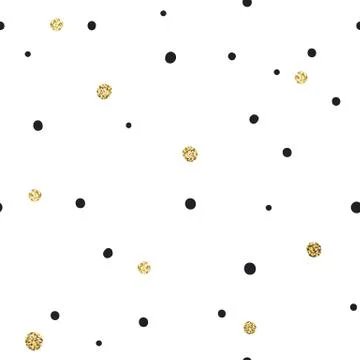 Abstract Seamless Pattern on White Background with Black and Golden Chaotic D 库存插图